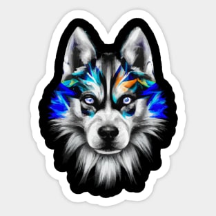 Cute Alaskan Husky Colorful Design Sticker